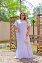 Vestidos longo liso com babado e manga ciganinha