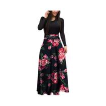 Vestidos Longos Com Estampa Floral Para Mulheres, Estilo Europeu-Americano De Outono, Moda Com