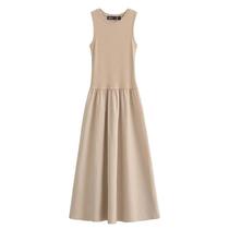 Vestidos Longos Sem Mangas Em Caqui Para Mulheres, Moda Casual De Primavera, Vestido Preto Y2K