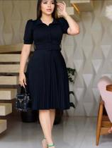 Vestidos Midi Godê Rodado Cinto Atacado Evangélico Formatura Casamento Liso Botão Feminino Oferta