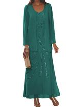 Vestidos para a mãe da noiva Clothfun, 2 peças de chiffon, tamanho 12 Vestidos para a mãe da noiva Clothfun, 2 peças de chiffon, tamanho 12