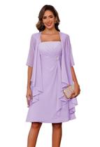 Vestidos para a mãe da noiva YMSHA Chiffon Lilac Plus Size