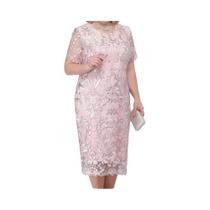 Vestidos Plus Size Verão - Renda Floral Manga Curta 4XL/5XL