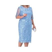 Vestidos Plus Size Verão - Renda Floral Manga Curta 4XL/5XL