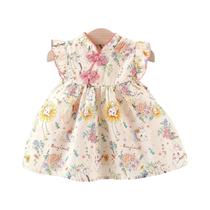 Vestidos Qipao Para Meninas Com Estampa Floral De Verão, Vestidos Estilo Chinês Para Bebês - NONE