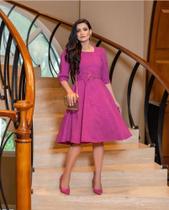 Vestindo de linho 100% poliéster forro 100% elastano linho de crepe Tam G