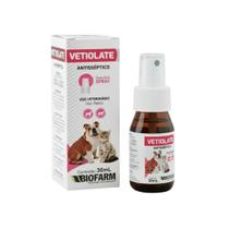 Vetiolate Antisséptico Spray 30ml P/ Cães e Gatos - Biofarm Vetiolate Antisséptico Spray 30ml P/ Cães e Gatos - Biofarm