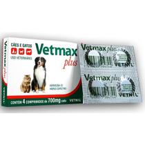 Vetmax Plus 4 Comprimidos de 700mg cada Para Cachorros Cães e Gatos - Vetnil