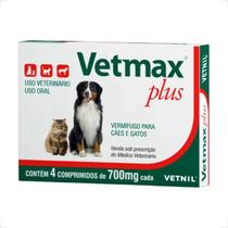 Vetmax Plus 700mg Vermífugo Vetnil - 4 Comprimidos