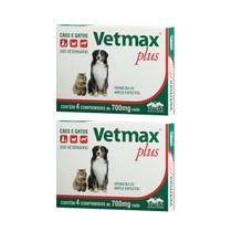 Vetmax Plus 700mg Vetnil 4 comp. Cães e Gatos Kit com 2