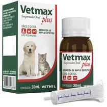 Vetmax Plus Suspensão Oral 30 Ml Cães e Gatos - Vetnil Vetmax Plus Suspensão Oral 30 Ml Cães e Gatos - Vetnil