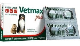 Vetmax Plus Vermifugo Cães 10kg Caixa C/40 Comprimidos - Vetnil