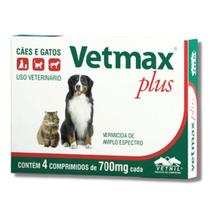 Vetmax Plus Vermifugo Para Cães 10kg 4 Comprimidos - Vetnil