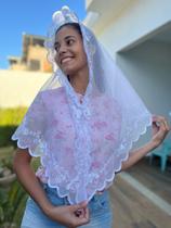 Véu Bordado Cornely de Lacinhos Miriam Veús CCB