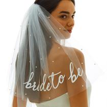 Véu Branco com Pérolas para Despedida de Solteira Bride to Be TWPER Véu Branco com Pérolas para Despedida de Solteira Bride to Be TWPER