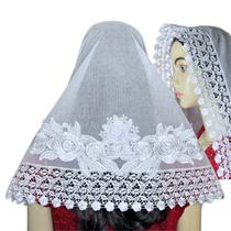 Véu Ccb 3d Renda Larga Redondo Ou Retangular Pronta Entrega!