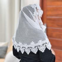 Véu Ccb Adulto Renda Guipir Floral Larga Tule Filó de Algodão (modelo Ester)