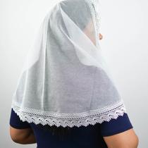 Véu Ccb Adulto Renda Guipir Floral (modelo Cássia)