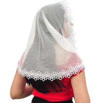 Véu Ccb Adulto Renda Guipir Floral Tule Filó de Algodão (Rafaela)