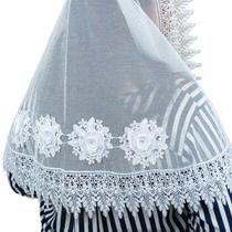 Véu Ccb Adulto Renda Guipir Larga Com Aplique Floral em 3D (Michele)