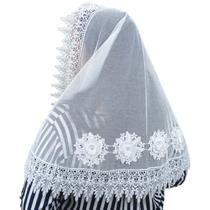 Véu Ccb Adulto Renda Guipir Larga Com Aplique Floral em 3D (Michele)