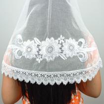 Véu Ccb Adulto Renda Guipir Média Com Aplique Floral (Marta) Véu Ccb Adulto Renda Guipir Média Com Aplique Floral (Marta)