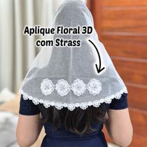 Véu Ccb Aplique 3D Com Pedras Strass Congregação Cristã Adulto (Maísa)
