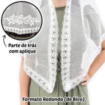 Véu Ccb Com Aplique Floral Adulto Congregação Cristã mod. Joana Véu Ccb Com Aplique Floral Adulto Congregação Cristã mod. Joana
