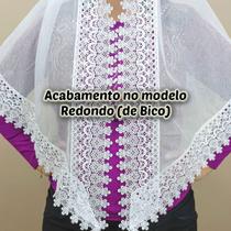 Véu Ccb Congregação Cristã Adulto Renda Guipir Floral Larga (modelo Ellen)