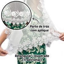 Véu Ccb Congregação Cristã Aplique Floral 3D Com Strass Adulto mod. Jade