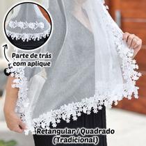 Véu Ccb Congregação Cristã Aplique Floral 3D Com Strass Adulto (modelo Luana)