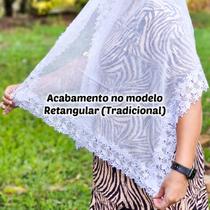 Véu Ccb Congregação Cristã Aplique Floral 3D Renda Guipir Adulto (modelo Andrea)