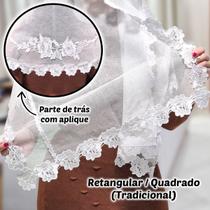 Véu Ccb Congregação Cristã Aplique Floral Renda Dupla Entremeio (modelo Berenice)
