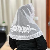 Véu Ccb Congregação Cristã Aplique Floral Renda Guipir Adulto (modelo Flávia)