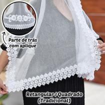 Véu Ccb Congregação Cristã Aplique Floral Renda Guipir Adulto (modelo Flávia)