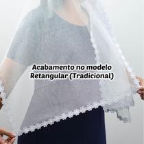 Véu Ccb Congregação Cristã Renda Guipir Aplicada Aplique Floral Adulto (modelo Letícia)