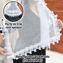 Véu Ccb Congregação Cristã Renda Guipir Aplique Floral Adulto (modelo Jéssica)