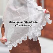 Véu Ccb Congregação Cristã Renda Guipir Floral Larga Adulto (modelo Cláudia)