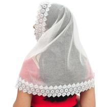 Véu Ccb Congregação Cristã Renda Guipir Floral Larga Adulto (modelo Karina)