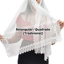 Véu Ccb Congregação Cristã Renda Guipir Floral Larga Adulto (modelo Karina)