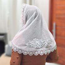 Véu Ccb Congregação Cristã Renda Larga Aplique Floral (modelo Ivete)