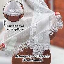 Véu Ccb Congregação Cristã Renda Larga Aplique Floral (modelo Ivete)