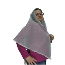 Véu CCB Coração Renda Estreita Redondo ou Retangular Adulto