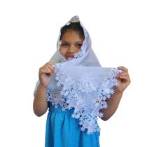 Véu CCB Infantil luxo Com Aplicação Rosa 3D Nas Pontas Véu CCB Infantil luxo Com Aplicação Rosa 3D Nas Pontas