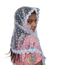 Véu CCB Infantil Tule Poá Coração 4 a 8 Anos