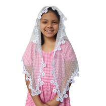 Véu CCB Juvenil Renda Estreita Tule Poá Bolinha