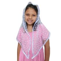 Véu CCB Juvenil Renda Estreita Tule Poá Coração