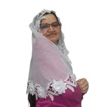 Véu CCB Luxo Renda 3D Rosas Folhas Com Porta Véu Com Ziper Formato:Redondo (Bico)