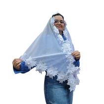 Véu CCB Luxo Renda 3D Rosas Redondo e Porta Véu Adulto