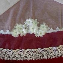 VÉU CCB renda larga barra cristal transparente aplique 3d flor - Quadrado ou Redondo - VÉU CCB renda larga barra cristal transparente aplique 3d flor - Quadrado ou Redondo -